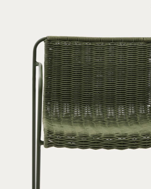 Taburete Maurina de acero galvanizado verde y cuerda verde 64,5 cm
