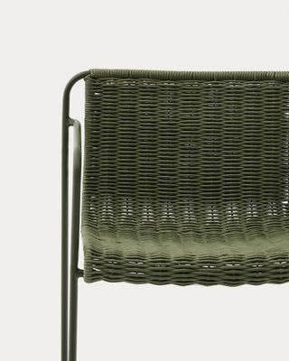 Taburete Maurina de acero galvanizado verde y cuerda verde 64,5 cm