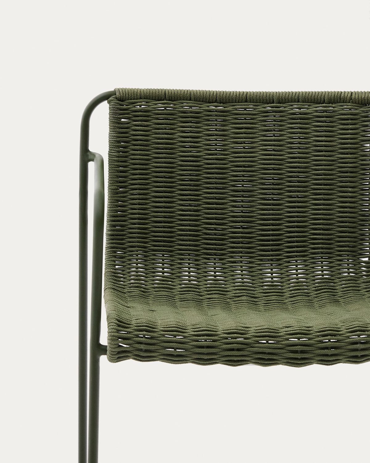 Taburete Maurina de acero galvanizado verde y cuerda verde 64,5 cm