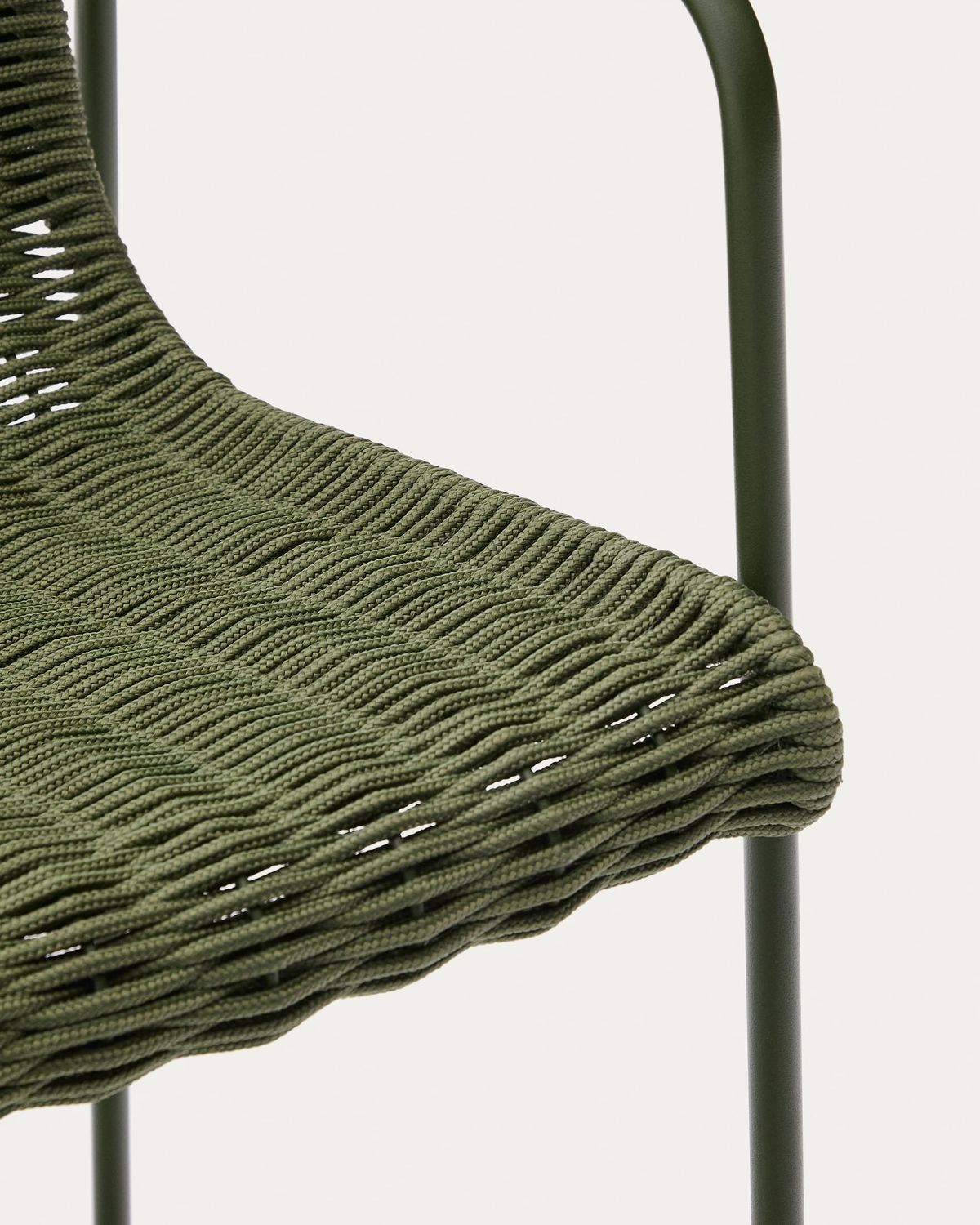 Taburete Maurina de acero galvanizado verde y cuerda verde 64,5 cm
