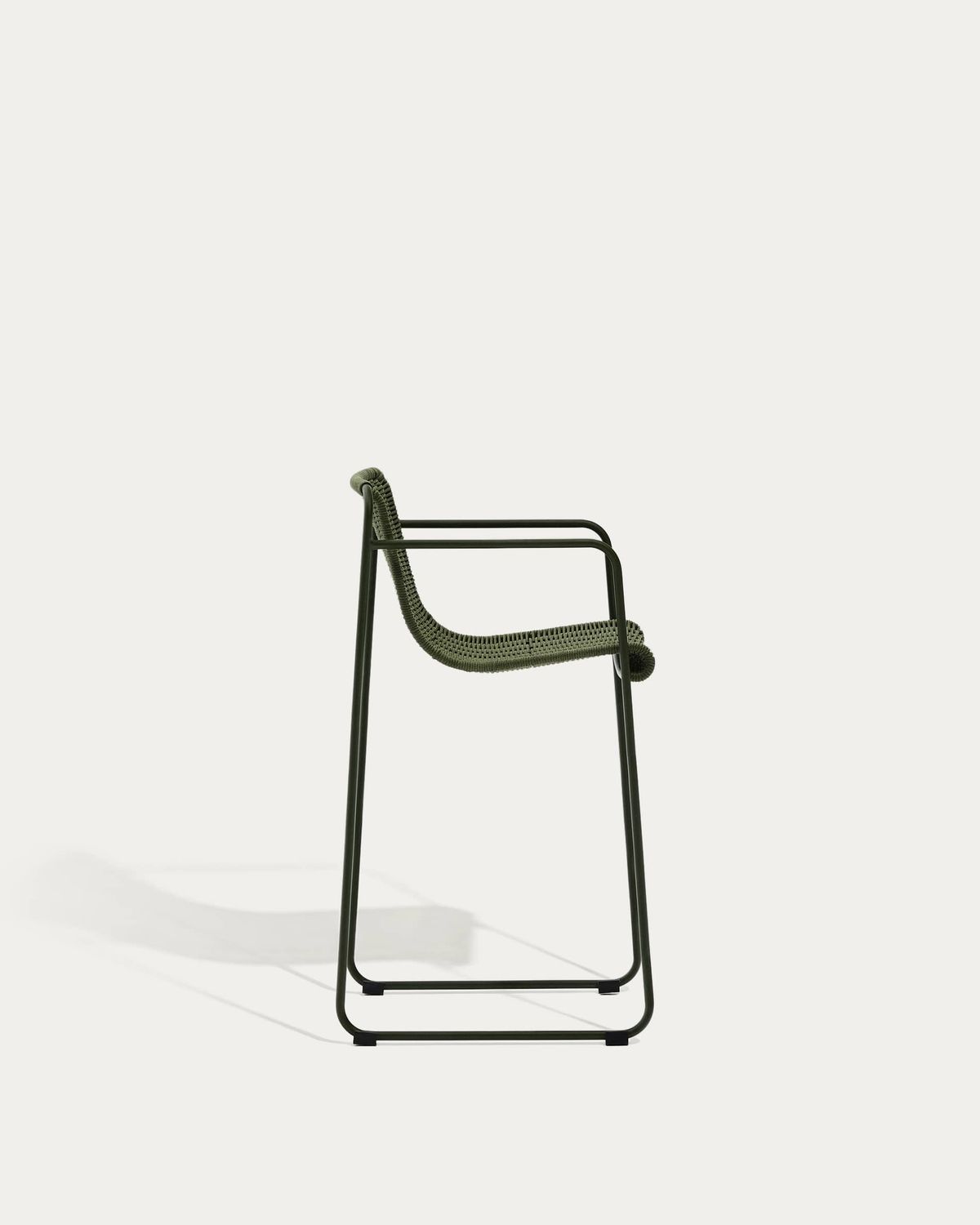 Taburete Maurina de acero galvanizado verde y cuerda verde 64,5 cm