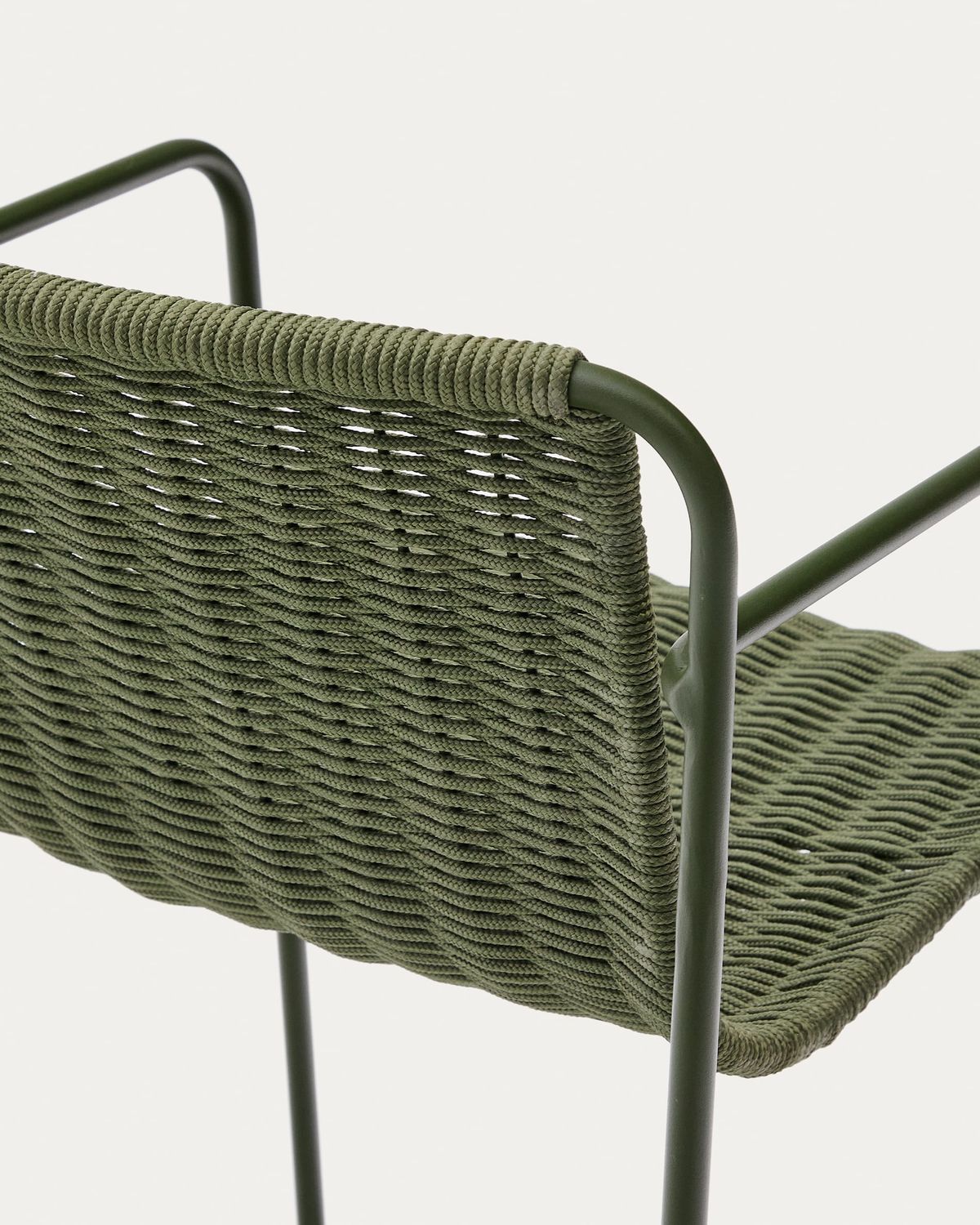 Taburete Maurina de acero galvanizado verde y cuerda verde 64,5 cm
