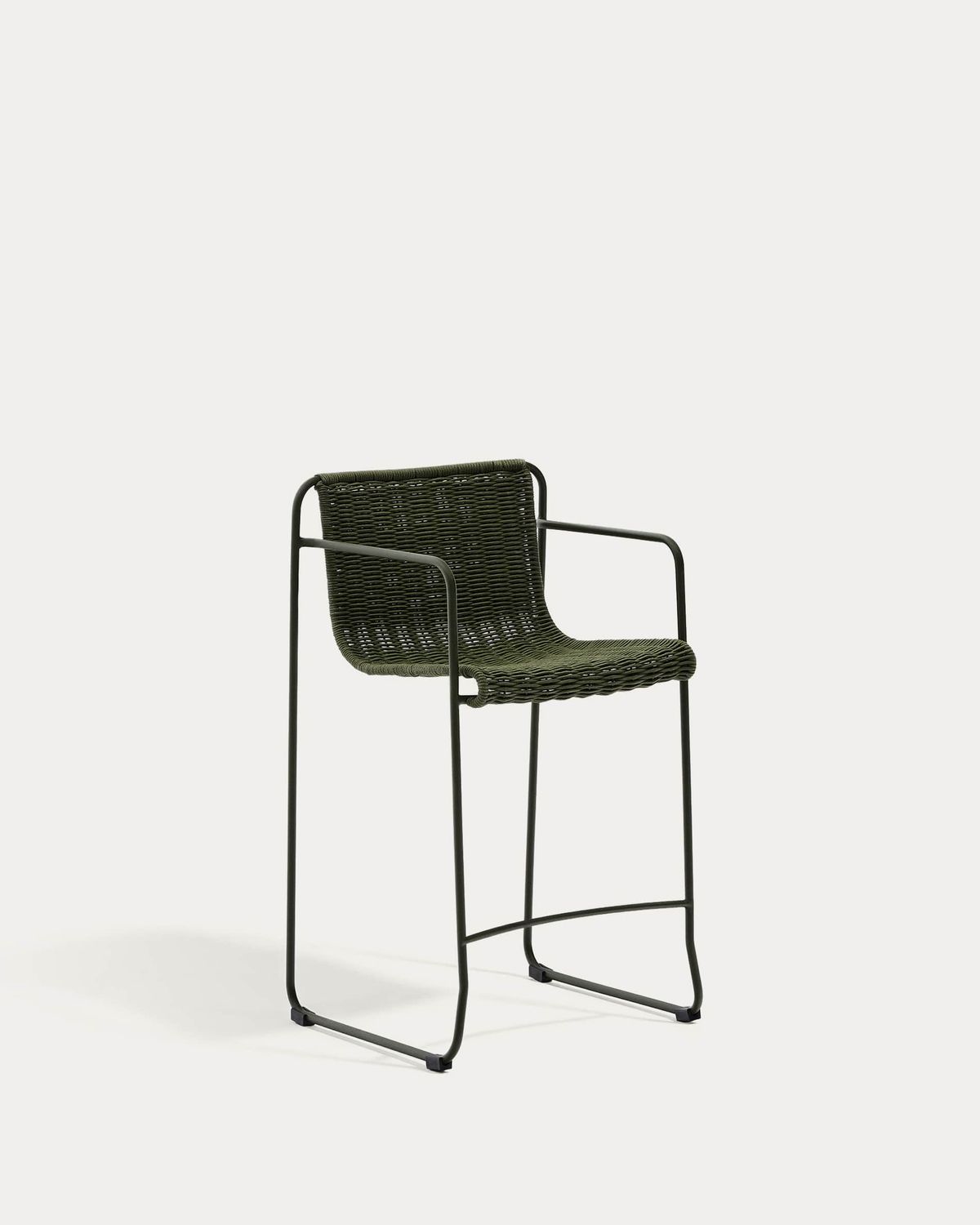 Taburete Maurina de acero galvanizado verde y cuerda verde 64,5 cm