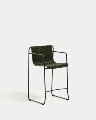 Taburete Maurina de acero galvanizado verde y cuerda verde 64,5 cm