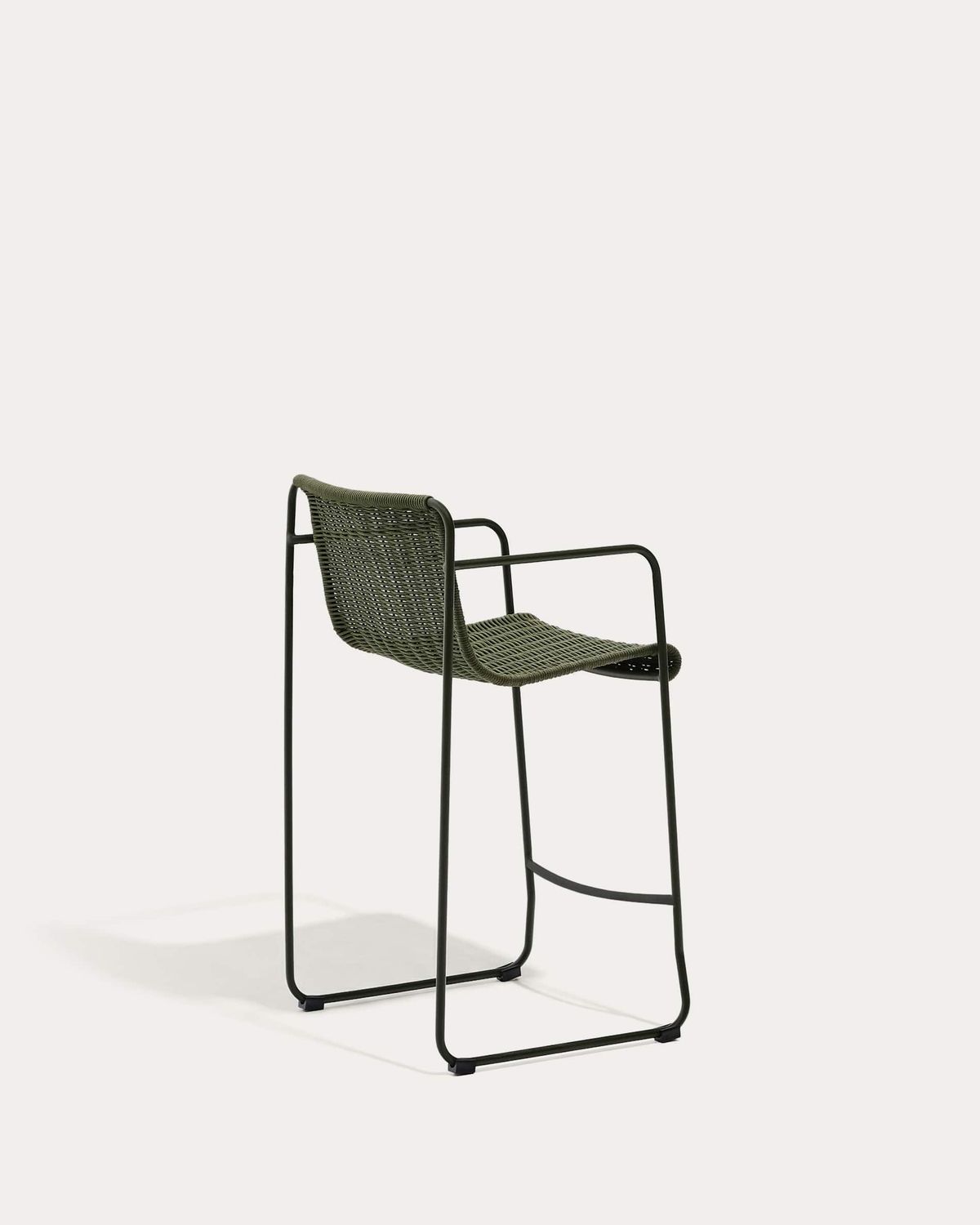 Taburete Maurina de acero galvanizado verde y cuerda verde 64,5 cm