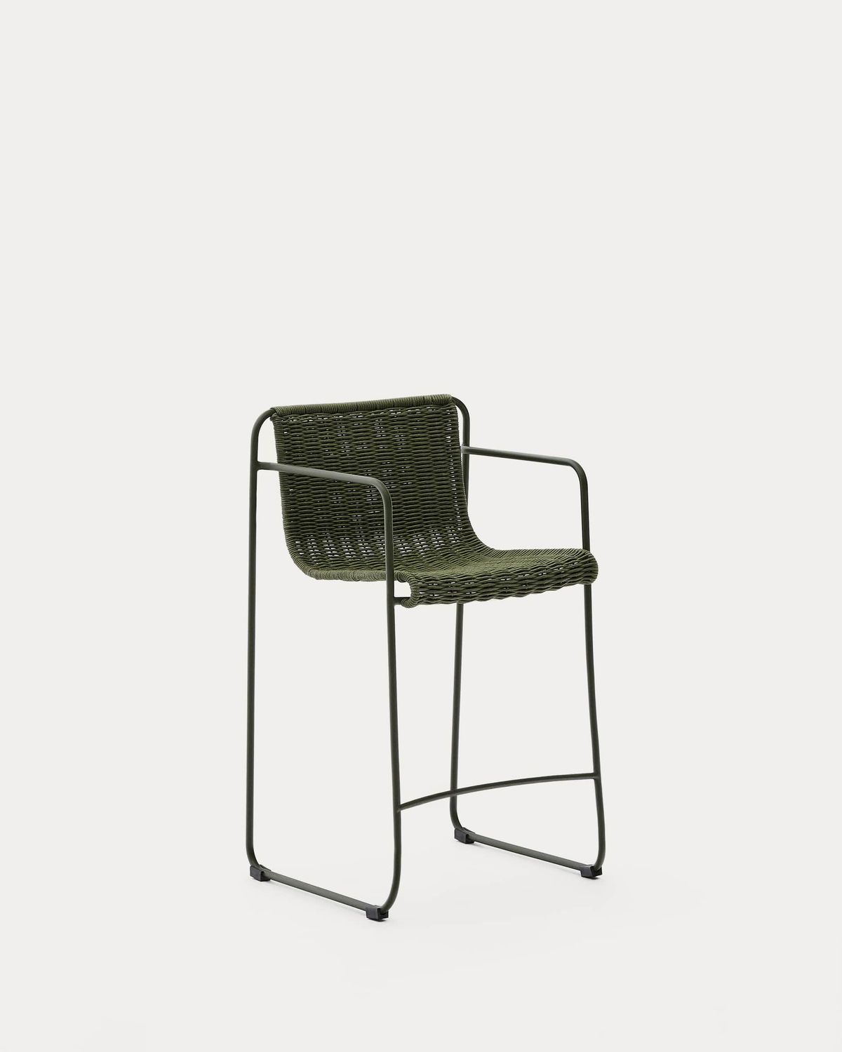 Taburete Maurina de acero galvanizado verde y cuerda verde 64,5 cm
