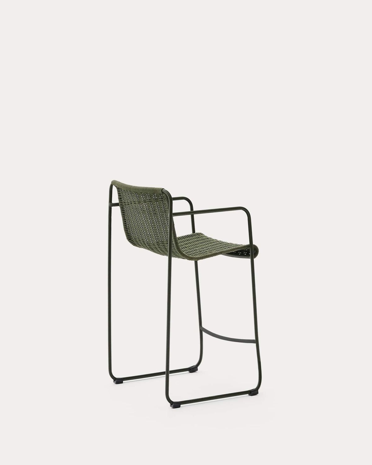 Taburete Maurina de acero galvanizado verde y cuerda verde 64,5 cm