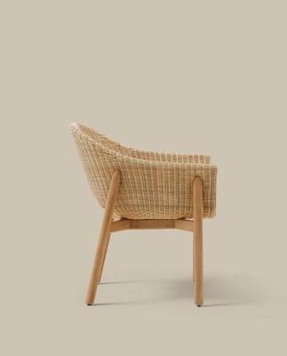 Silla Galea de madera maciza de teca y ratán sintético FSC 100%