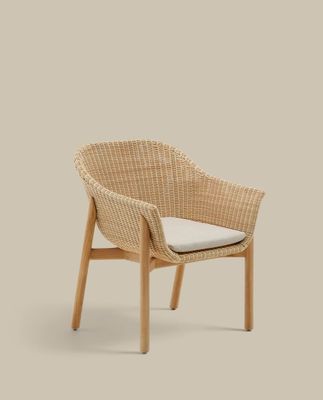 Silla Galea de madera maciza de teca y ratán sintético FSC 100%