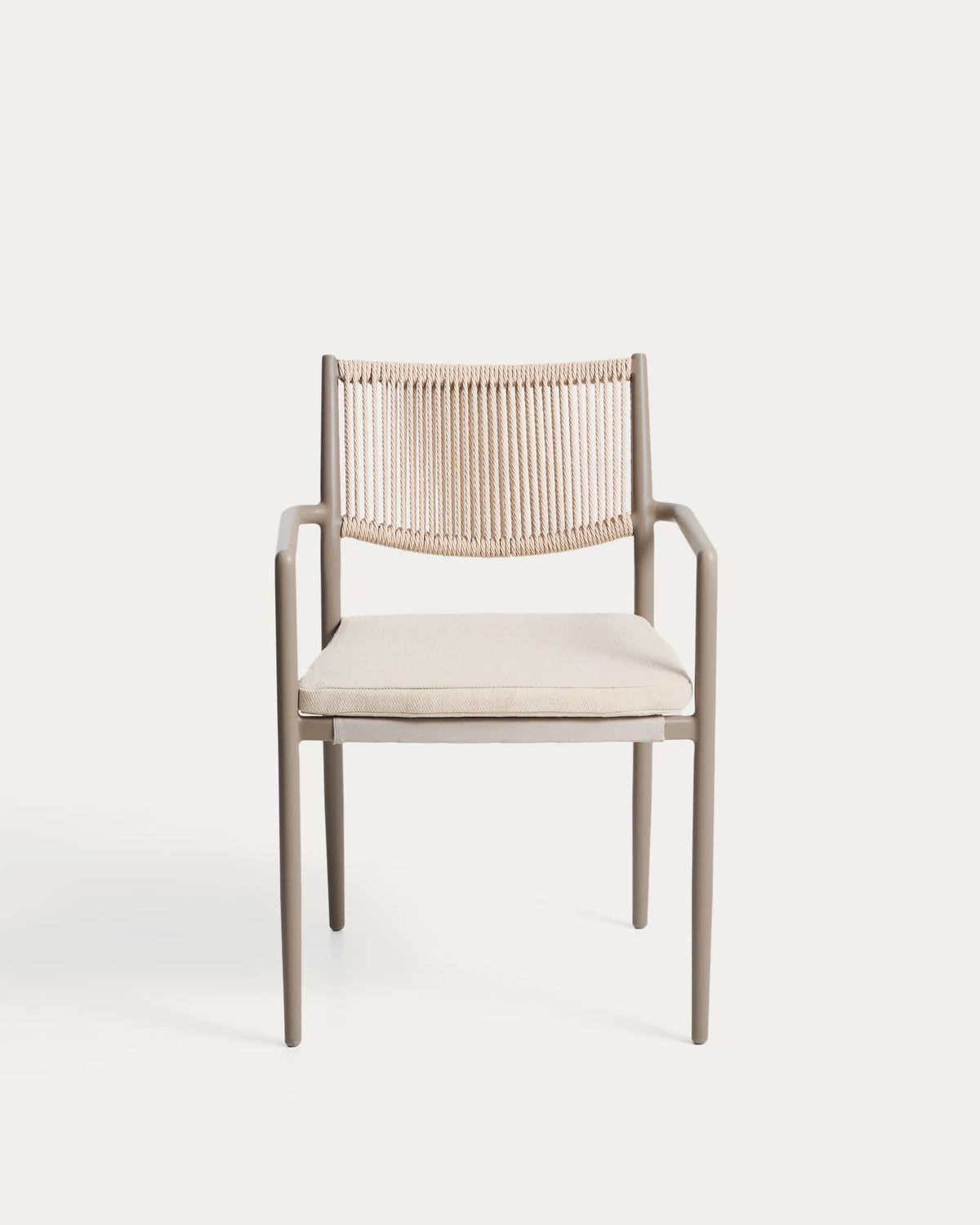 Silla apilable de exterior Argasi de aluminio topo y cuerda sintética beige