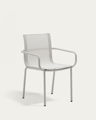 Silla apilable de exterior Galdana de aluminio con acabado pintado gris claro