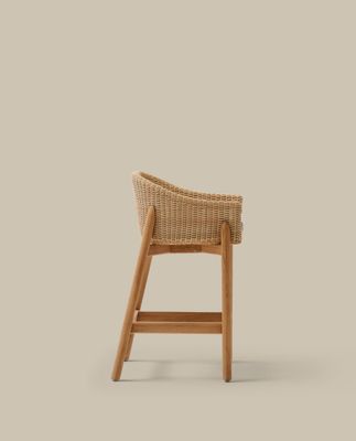 Taburete Galea de madera maciza de teca y ratán sintético 65 cm FSC 100%