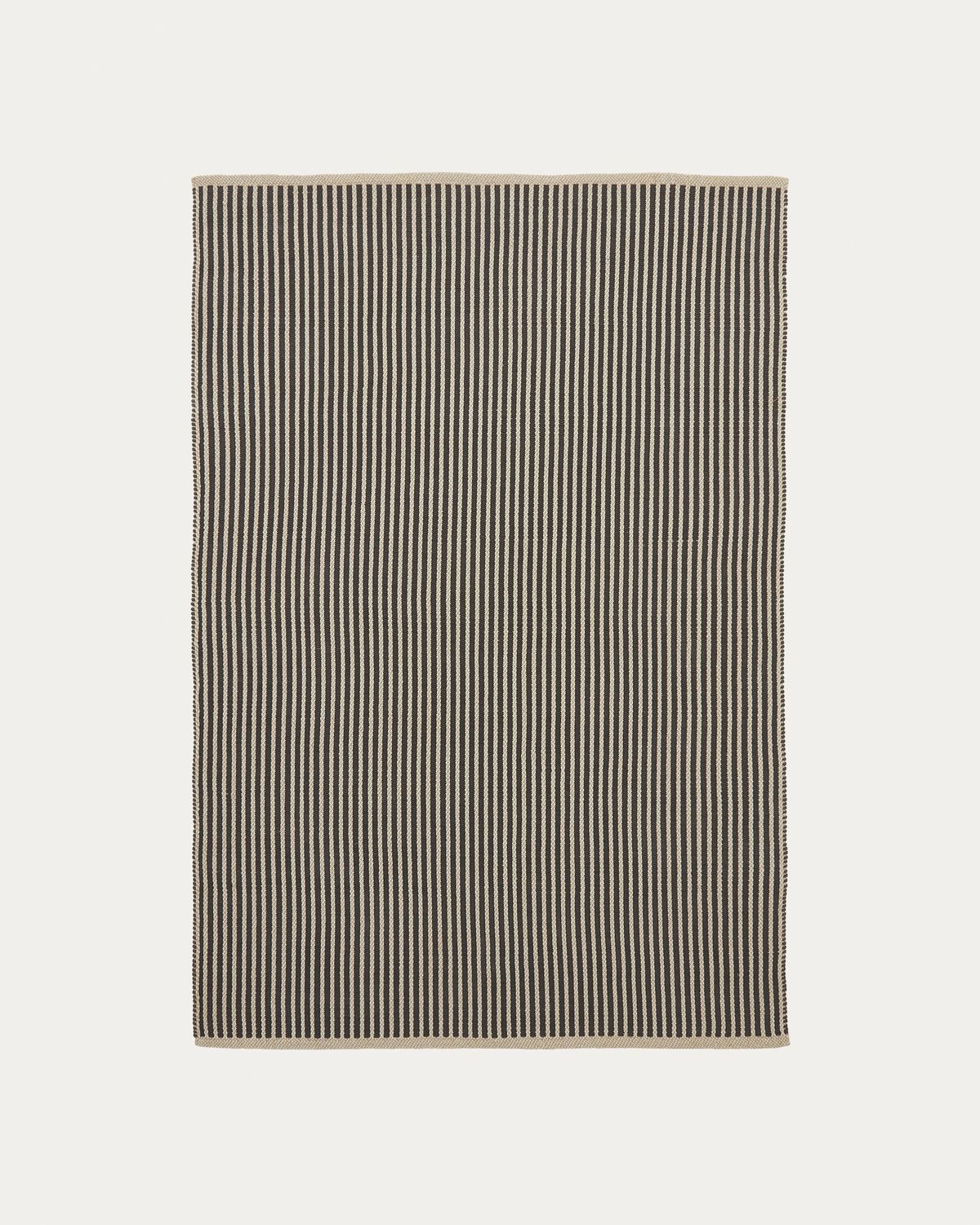 Alfombra Satanca de fibras sintéticas con rayas beige y negro 160 x 230 cm
