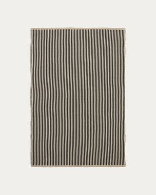 Alfombra Satanca de fibras sintéticas con rayas beige y negro 160 x 230 cm