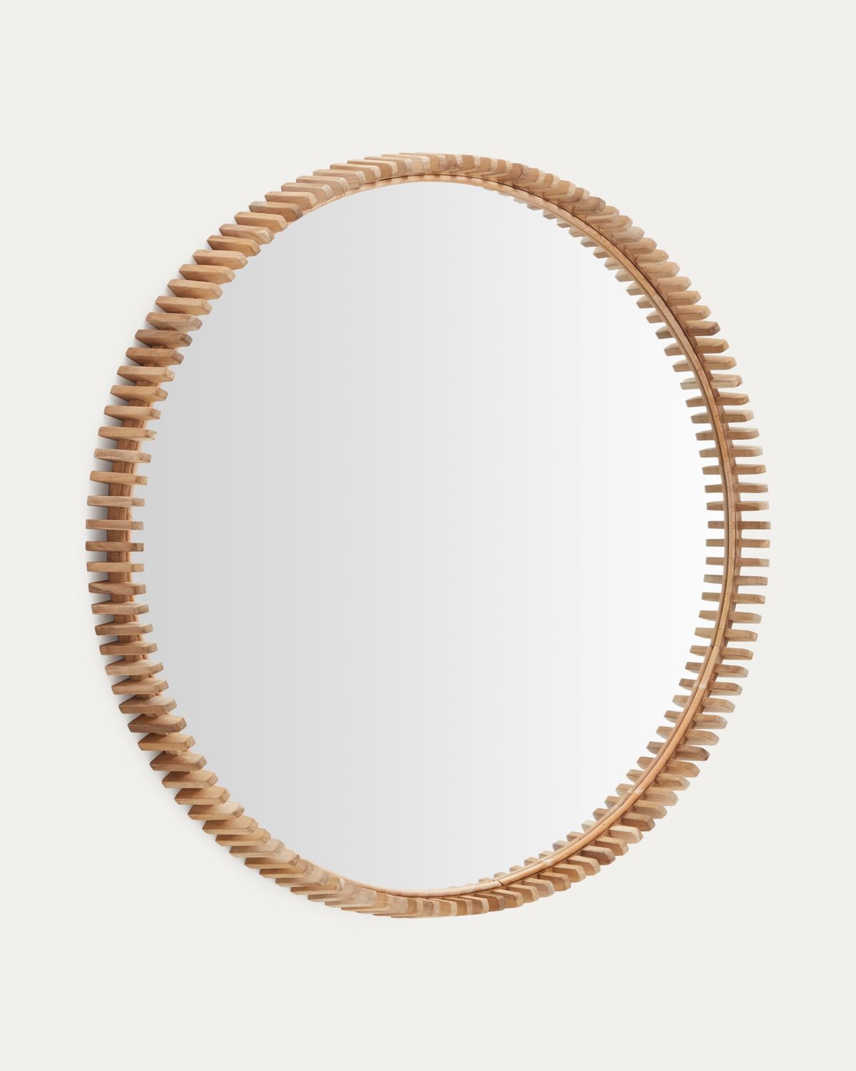 Espejo Polke de madera de teca Ø 100 cm