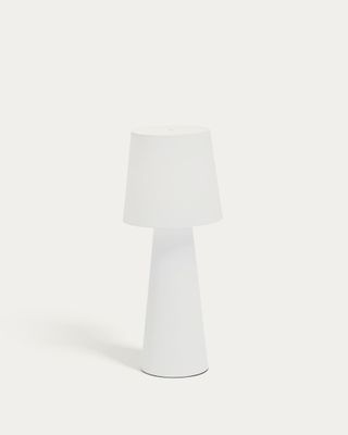 Lámpara de mesa grande de exterior Arenys de metal con acabado pintado blanco