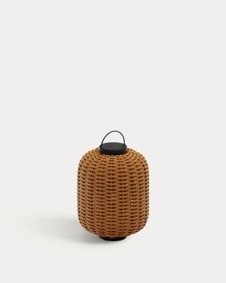Lámpara de mesa pequeña portátil Saranella de ratán sintético marrón