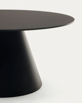 Mesa de centro Wilshire de vidrio templado y metal con acabado pintado negro Ø 80 cm
