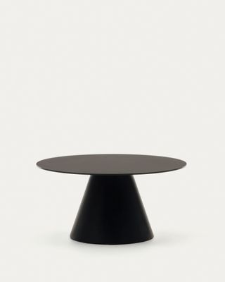Mesa de centro Wilshire de vidrio templado y metal con acabado pintado negro Ø 80 cm