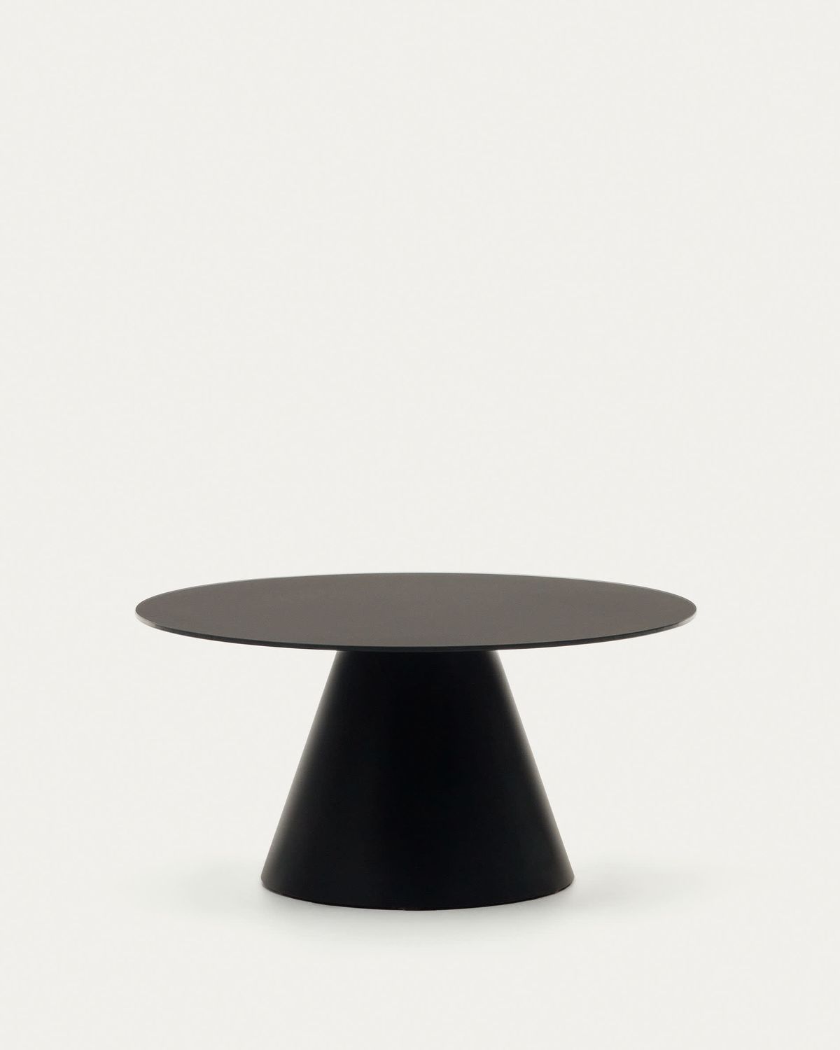 Mesa de centro Wilshire de vidrio templado y metal con acabado pintado negro Ø 80 cm