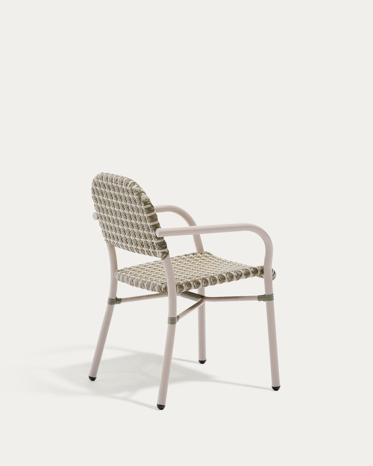 Silla apilable Tuccia de aluminio y ratán sintético verde y beige
