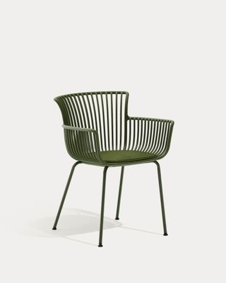Silla de exterior Surpika con patas de acero verde