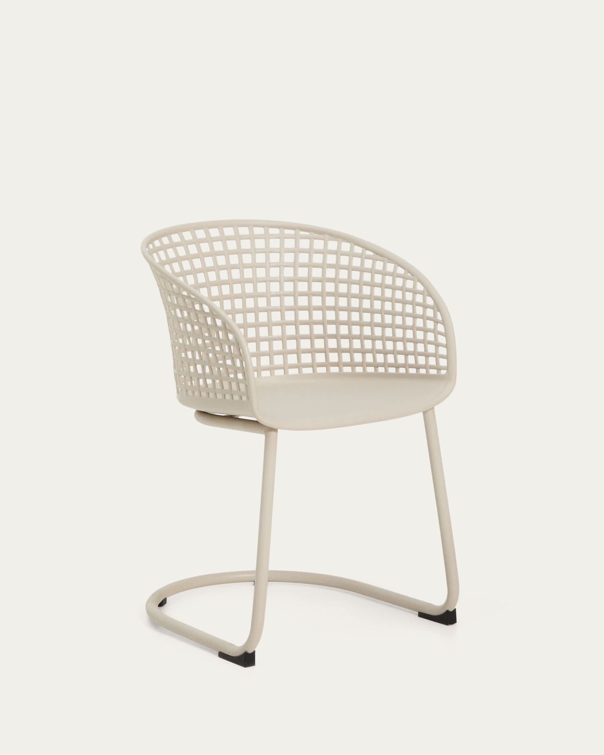 Silla de exterior Tenaro de plástico con estructura de acero beige