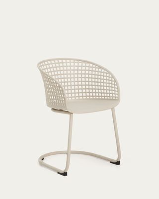 Silla de exterior Tenaro de plástico con estructura de acero beige