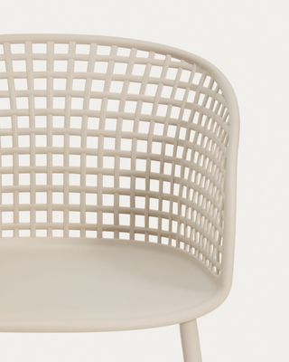 Silla de exterior Tenaro de plástico con estructura de acero beige