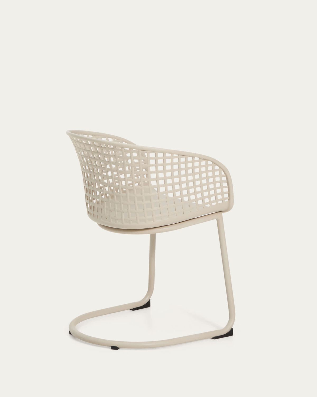 Silla de exterior Tenaro de plástico con estructura de acero beige