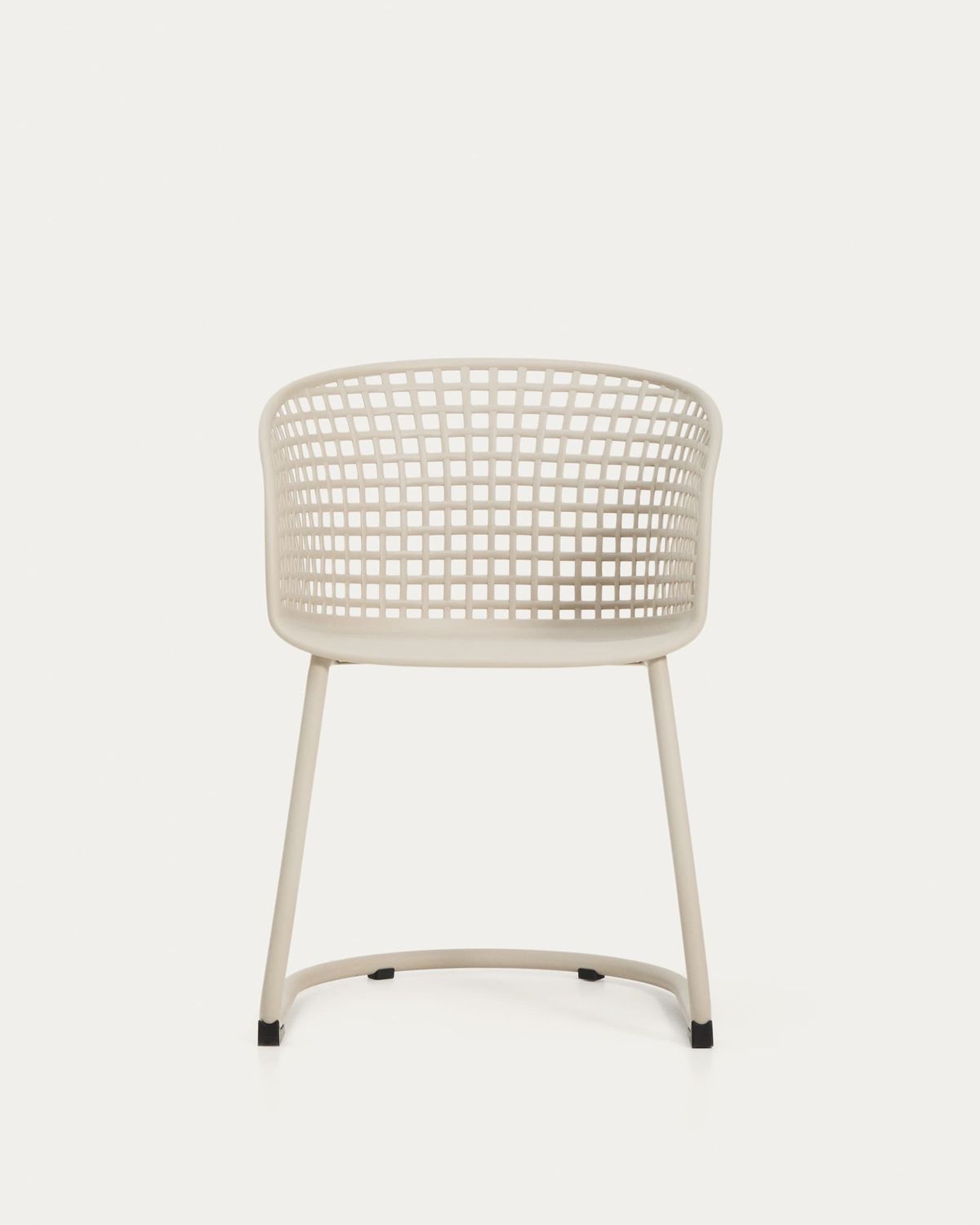 Silla de exterior Tenaro de plástico con estructura de acero beige