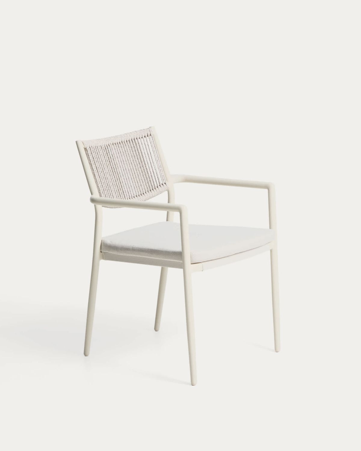 Silla apilable de exterior Argasi de aluminio crudo y cuerda sintética gris