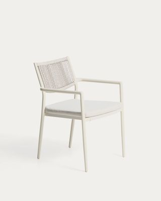 Silla apilable de exterior Argasi de aluminio crudo y cuerda sintética gris