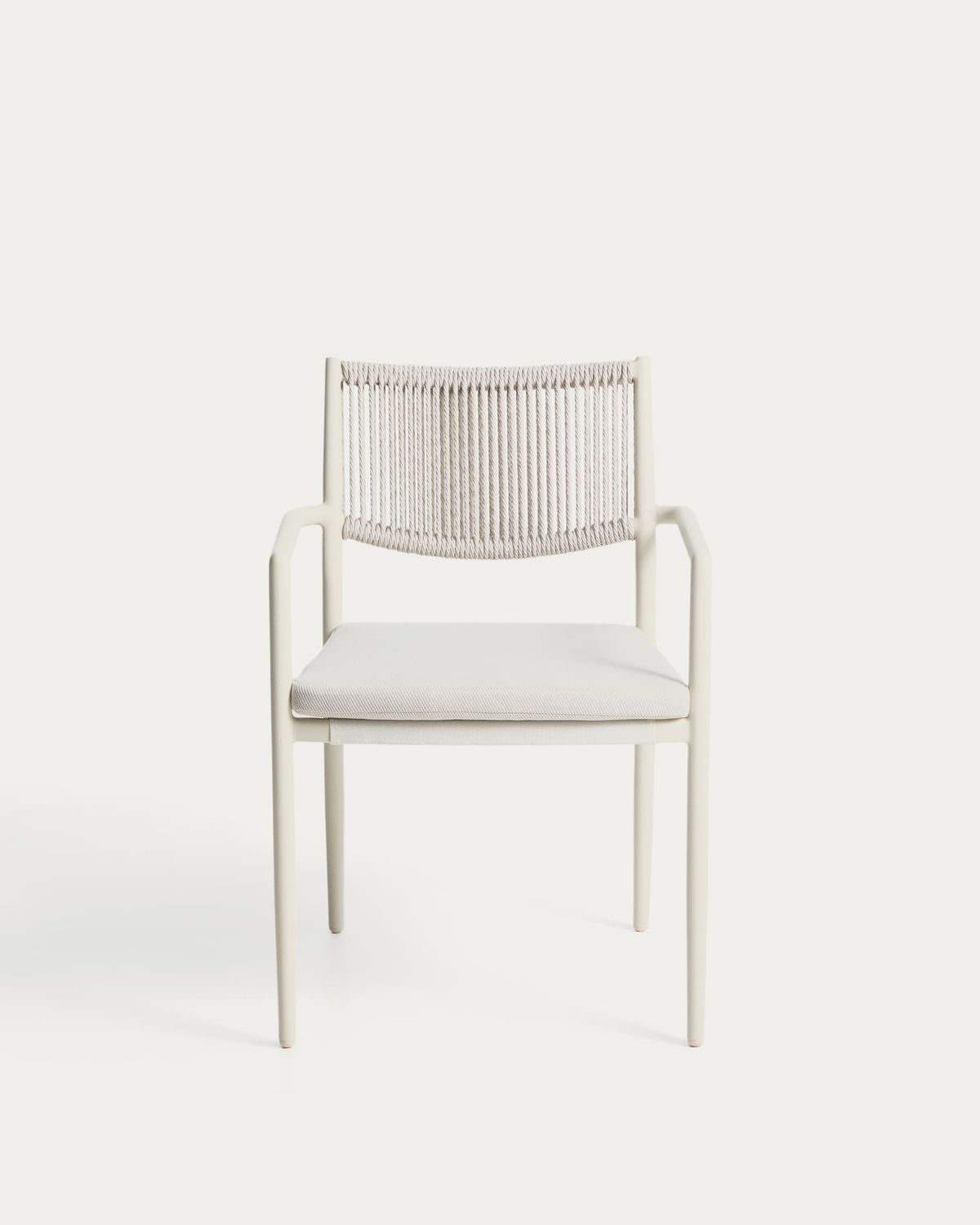 Silla apilable de exterior Argasi de aluminio crudo y cuerda sintética gris