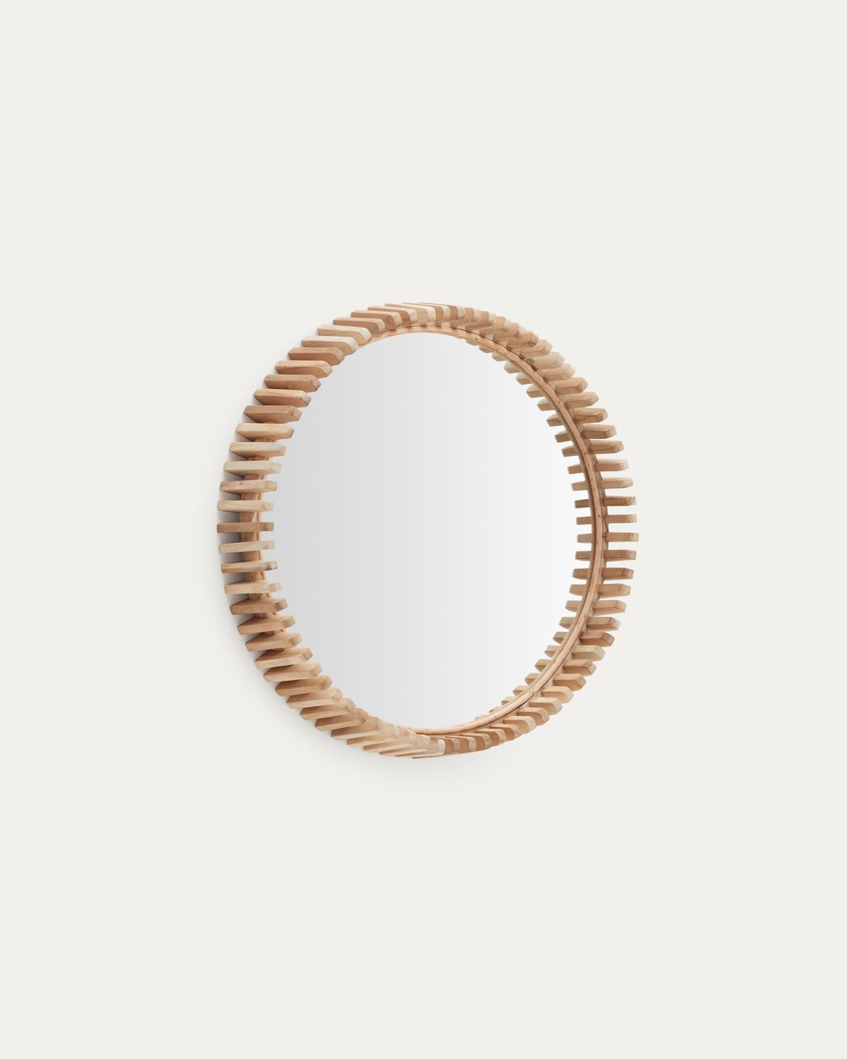 Espejo Polke de madera de teca Ø 60 cm