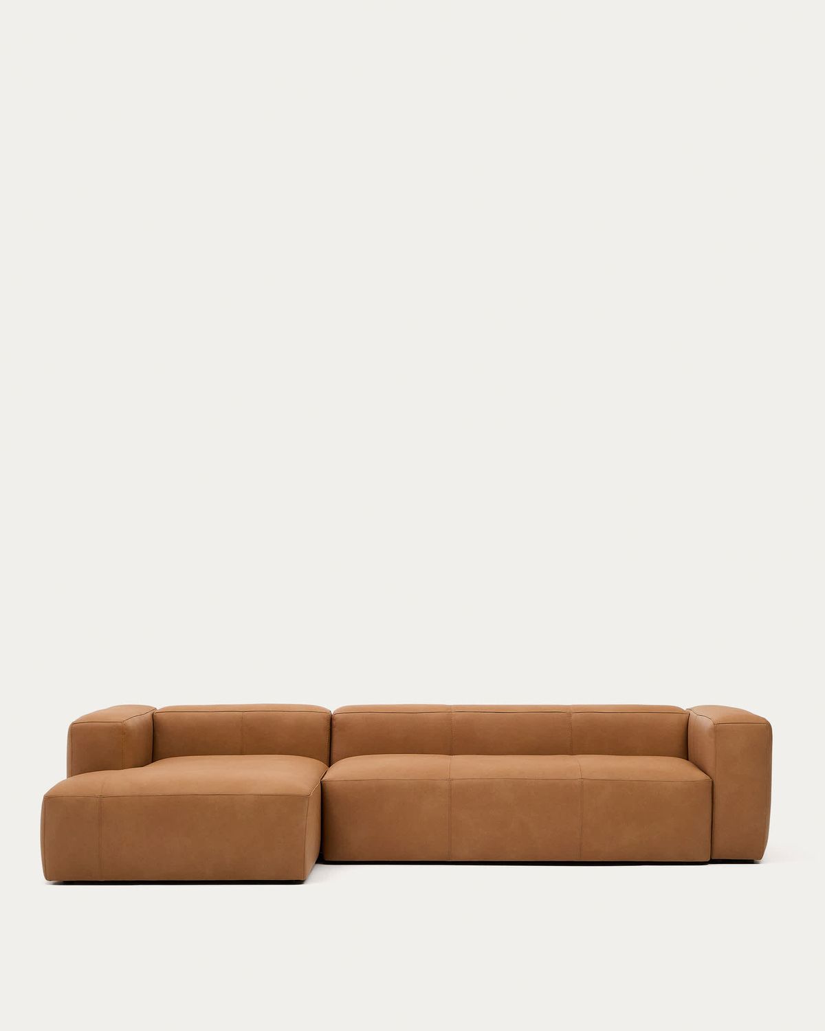 Sofá Blok de piel marrón 4 plazas chaise longue izquierdo 330 cm