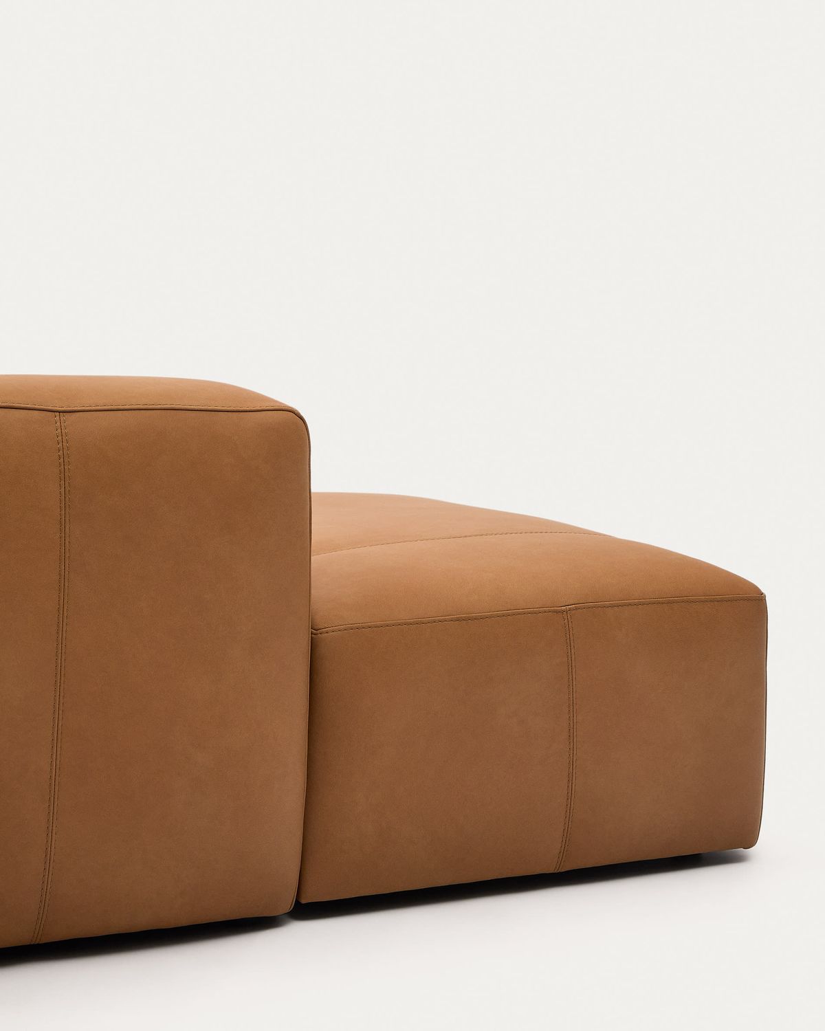 Sofá Blok de piel marrón 4 plazas chaise longue izquierdo 330 cm