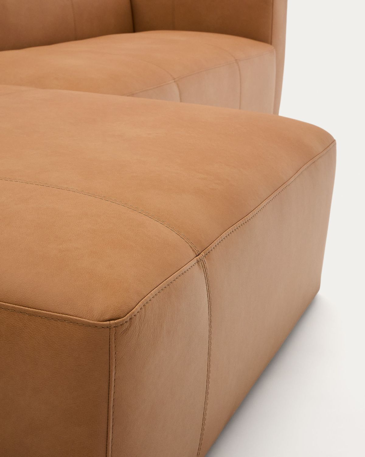 Sofá Blok de piel marrón 4 plazas chaise longue izquierdo 330 cm