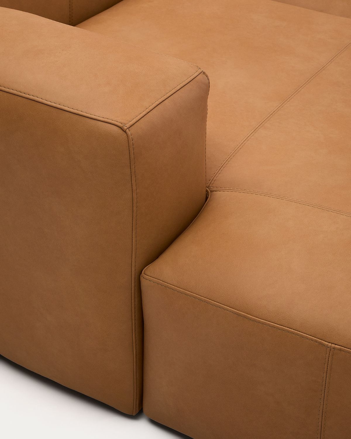 Sofá Blok de piel marrón 4 plazas chaise longue izquierdo 330 cm