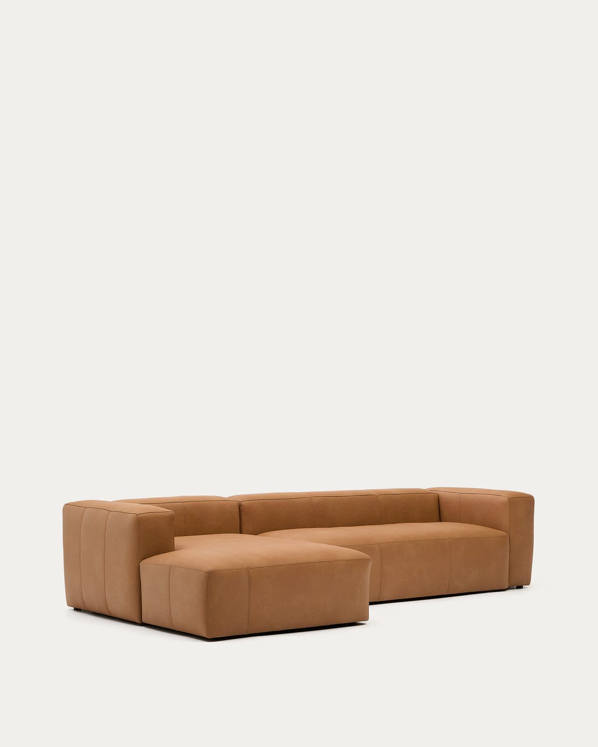 Sofá Blok de piel marrón 4 plazas chaise longue izquierdo 330 cm