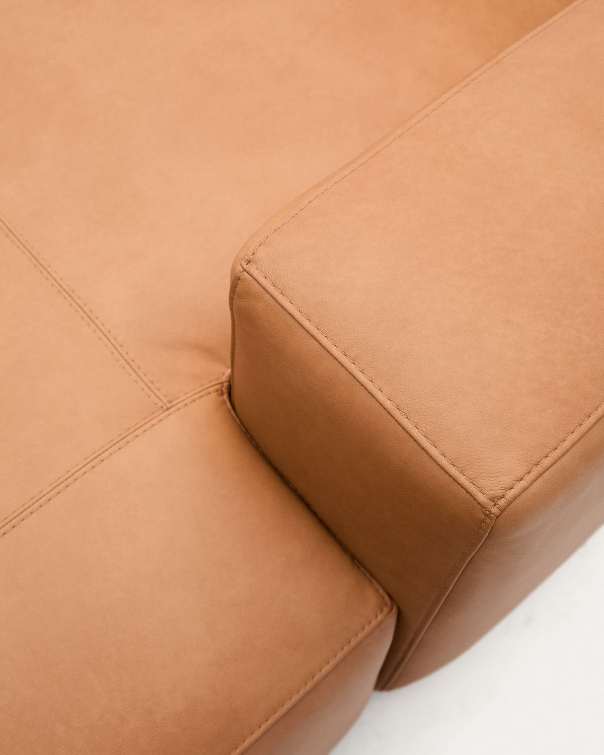 Sofá Blok de piel marrón 3 plazas chaise longue derecho 300 cm