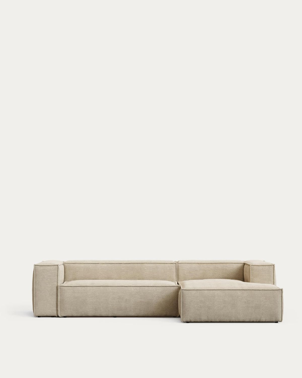 Sofá Blok 3 plazas retardante de fuego chaise longue derecho pana gruesa crudo 300 cm FSC Mix Credit