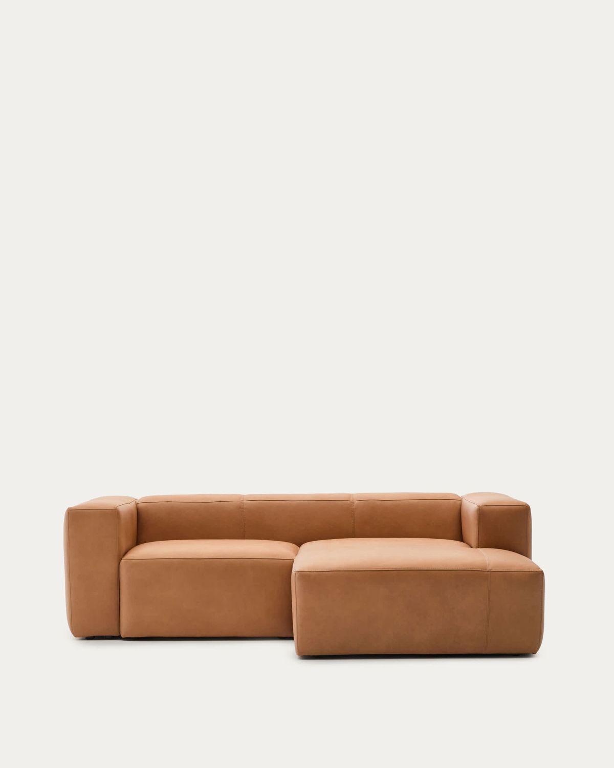 Sofá Blok de piel marrón 2 plazas chaise longue derecho 240 cm