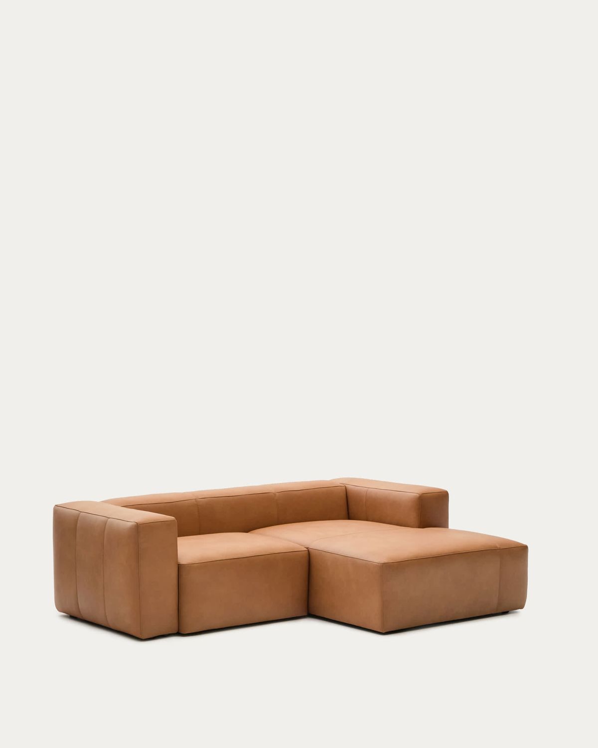 Sofá Blok de piel marrón 2 plazas chaise longue derecho 240 cm