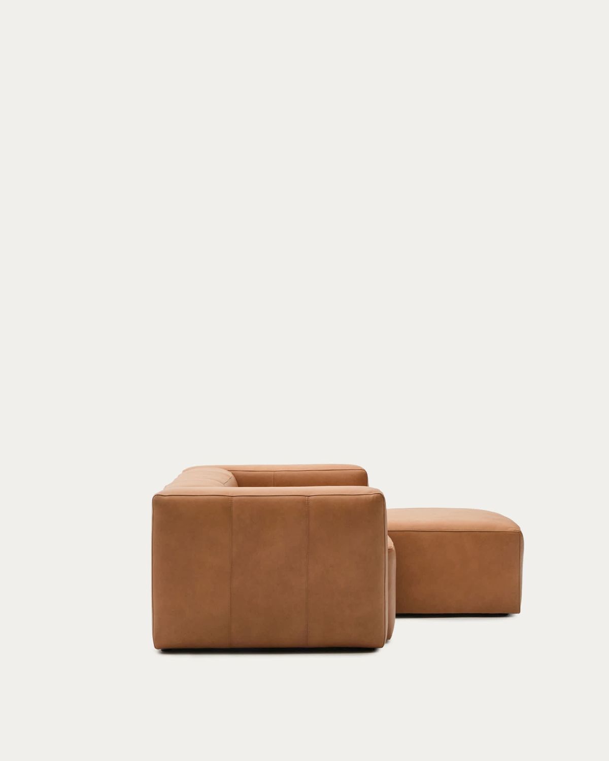 Sofá Blok de piel marrón 2 plazas chaise longue derecho 240 cm