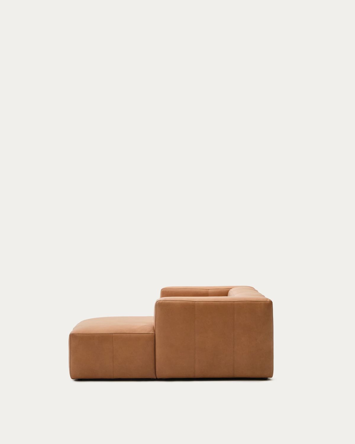 Sofá Blok de piel marrón 2 plazas chaise longue derecho 240 cm