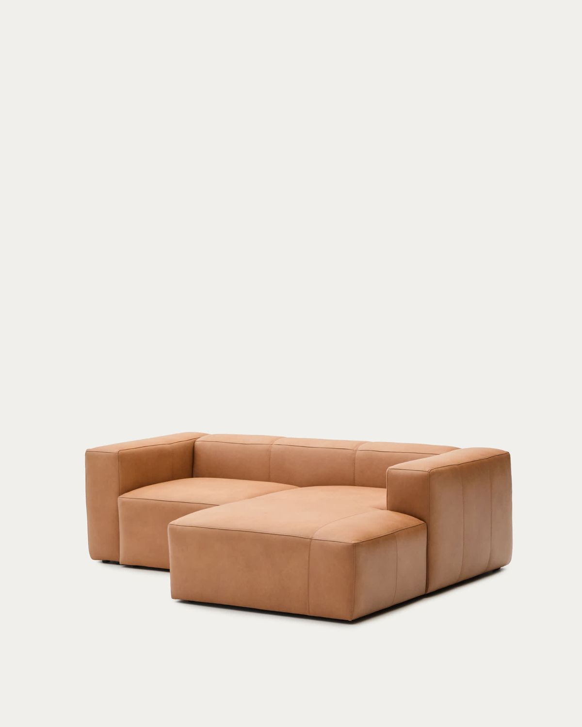 Sofá Blok de piel marrón 2 plazas chaise longue derecho 240 cm