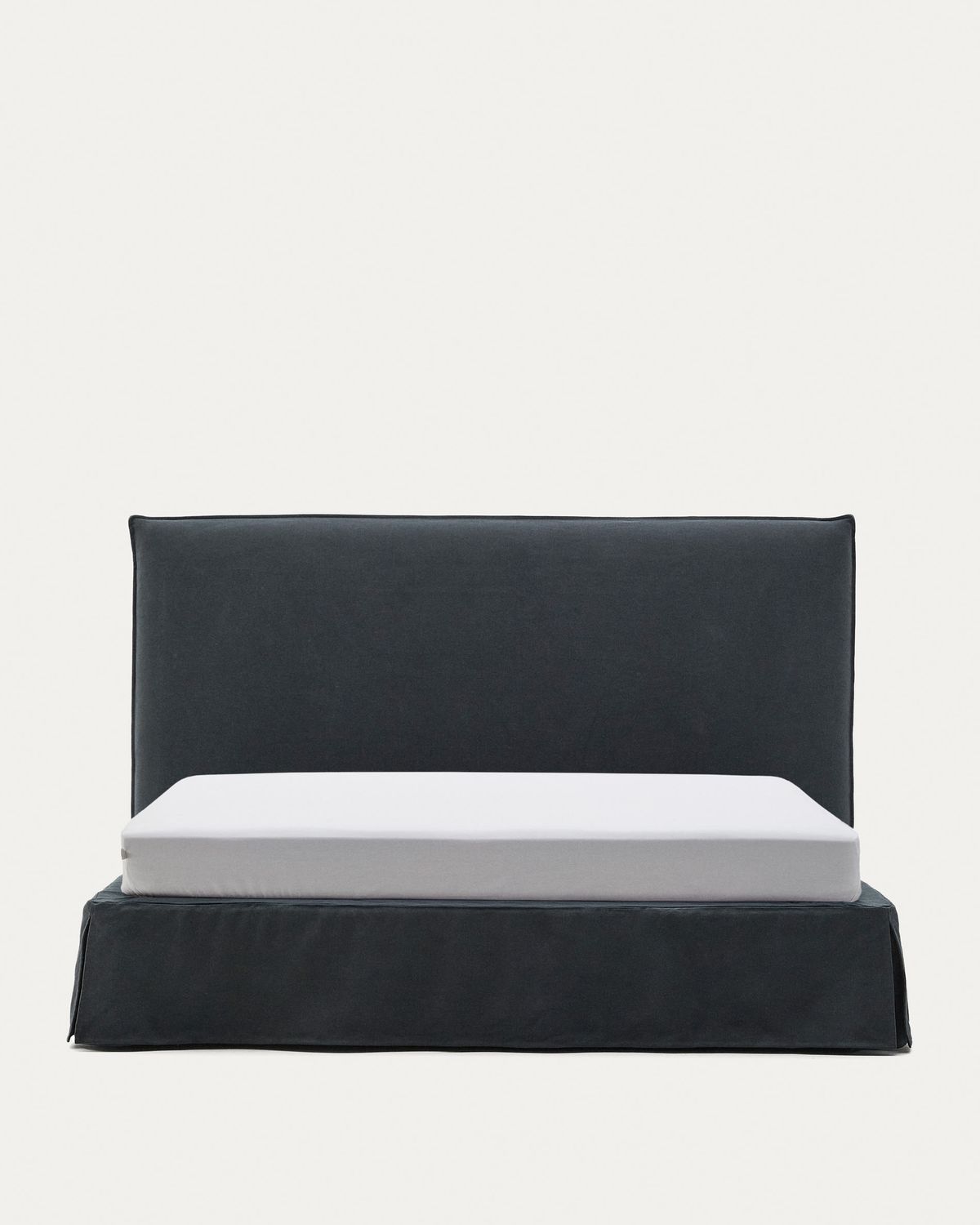 Cama desenfundable Jaira de lino y algodón gris antracita para colchón de 180x200cm FSC Mix Credit