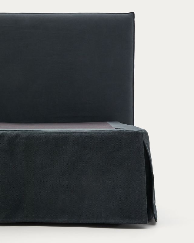 Cama desenfundable Jaira de lino y algodón gris antracita para colchón de 180x200cm FSC Mix Credit