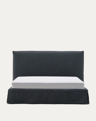 Cama desenfundable Jaira de lino y algodón gris antracita para colchón de 180x200cm FSC Mix Credit